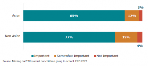 Figure 41: learners’ opinion of how important school is for their future - Asian and non-Asian 
