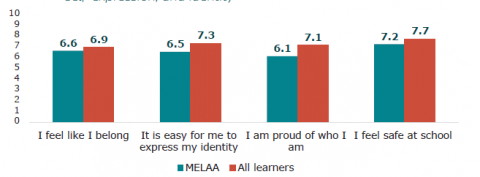 Figure 26: MELAA learners’ (Year 9 - 13) feelings of safety, belonging, self-expression, and identity