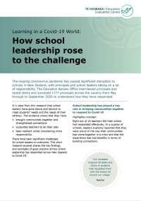 Learning in a Covid-19 World: How school leadership rose to the challenge cover