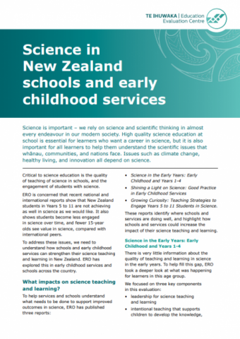 Science in New Zealand schools and early childhood series - article cover image