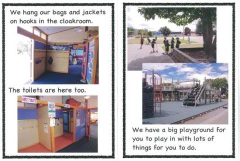Two pages from the Welcome to Woodend School book 