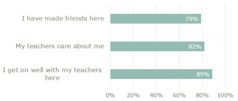 Figure 4 shows the percentage of students who agree with three wellbeing statements. 