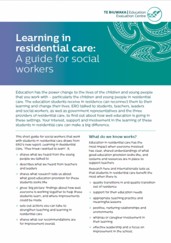 Learning in residential care social worker guide cover