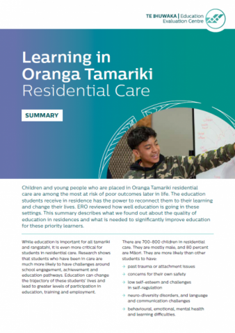 Learning in residential care summary cover 