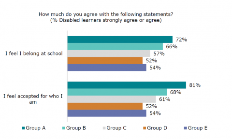 Figure 22: Wellbeing and belonging at school: Disabled learner survey