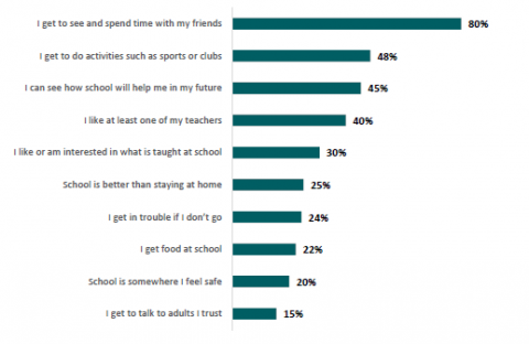 Figure 52: Percentage of Māori learners who want to attend school for each of the following reasons