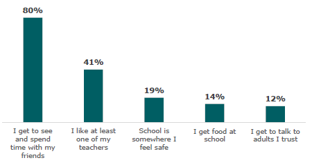 Figure 36: Percentage of learners identifying social reasons for wanting to go to school