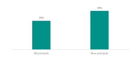 Figure 3: Percentage of new and all principals working in small and very small schools